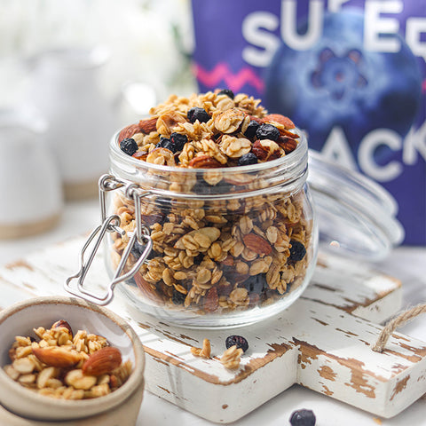 Homemade Granola with Blueberry Puffs, Hazelnut & Almonds