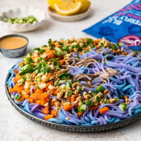 Blue Butterfly Pea Tie-Dye Thai Noodle Salad