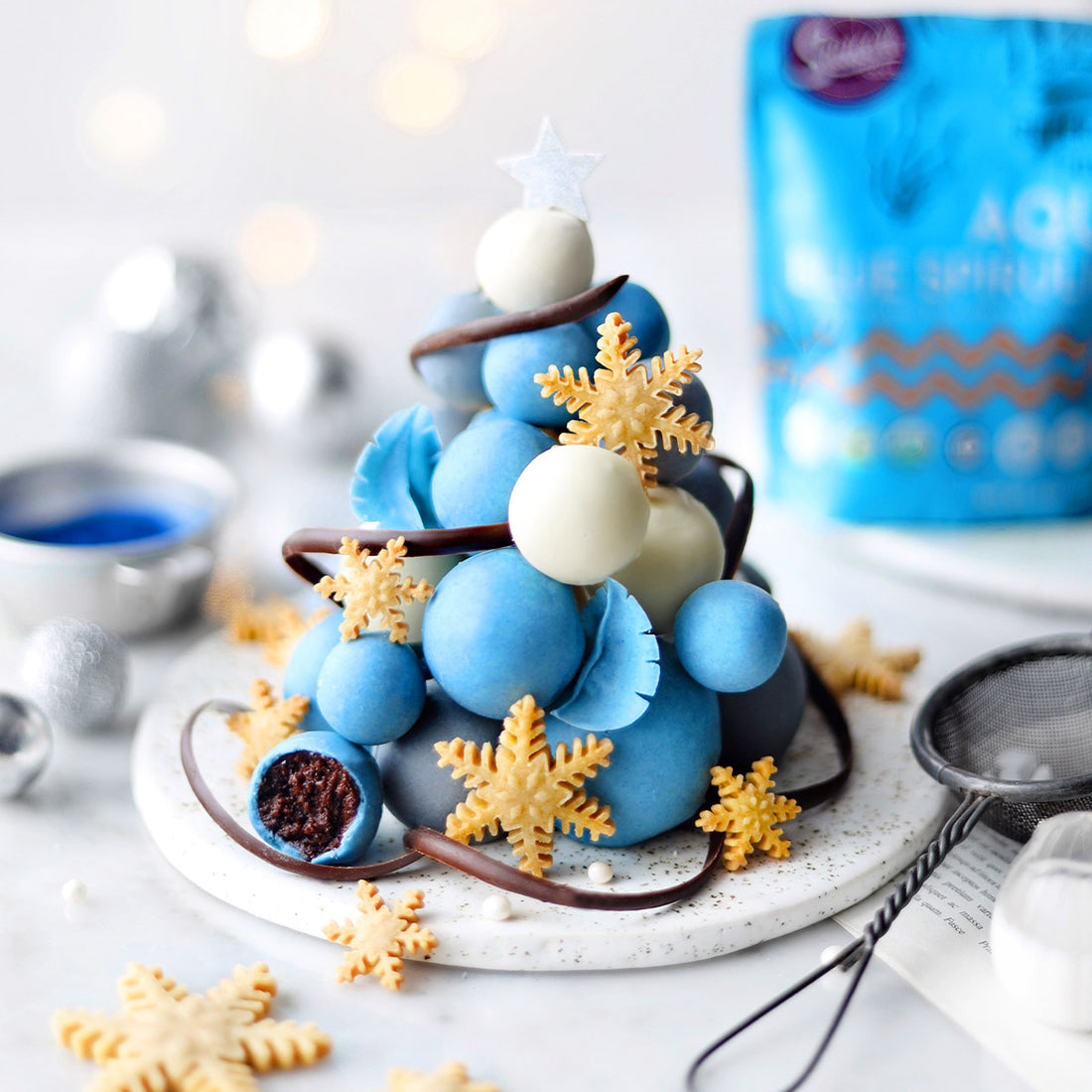 Suncore Foods Aqua Blue Spirulina Peppermint Brownie Truffles