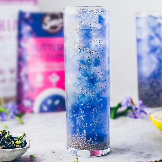 Suncore Foods Blue Butterfly Pea Flowers White Peach Lemonade Chia Tea