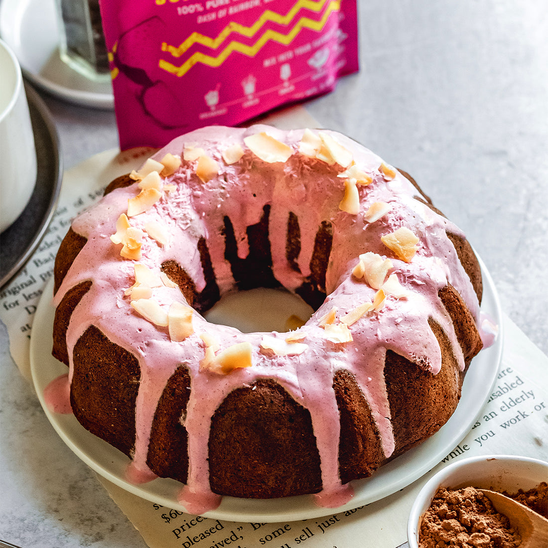 Suncore Foods Pink Pitaya Frosting Chocolate Cake