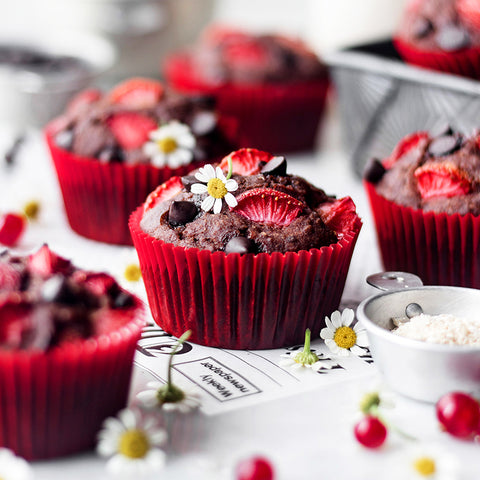 Chocolate Strawberry Quinoa Muffins