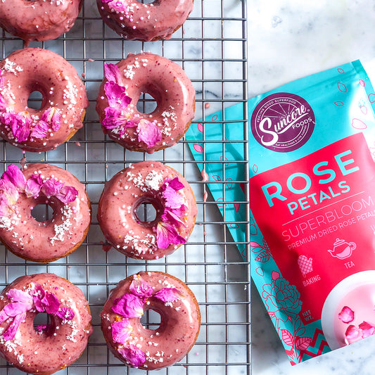 Suncore Foods Acai Glazed Cardamom Rose Chia Seeds Donuts
