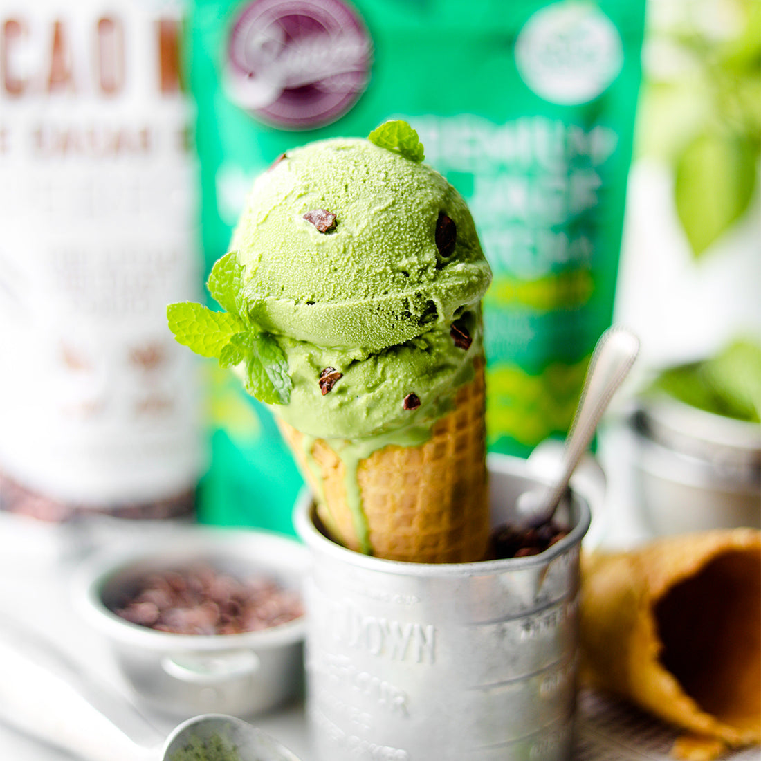 Suncore Foods Matcha Pandan Cacao Mint Nibs Ice Cream