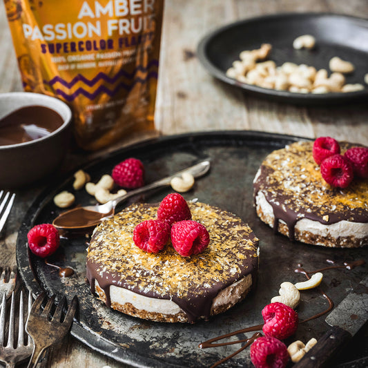 Suncore Foods Sparkly Passion Fruit Vanilla Chocolate Cheesecake