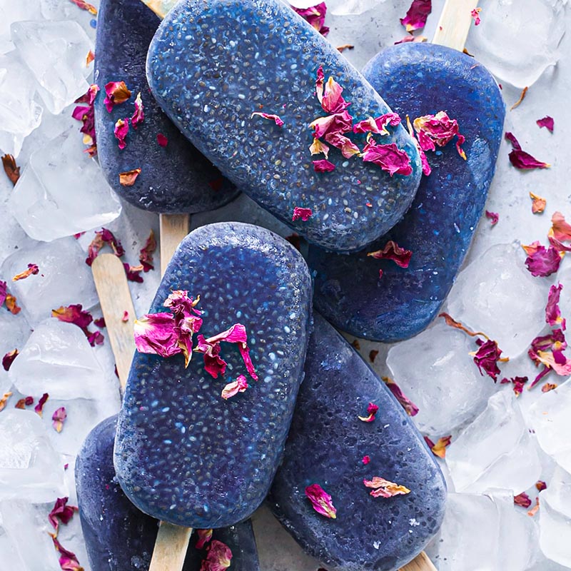 Aqua Blue Spirulina & Blue Butterfly Pea Black Chia Popsicles