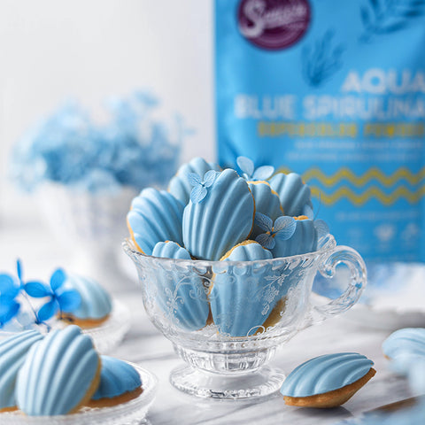 Ocean Aqua Blue Spirulina White Chocolate Madeleines