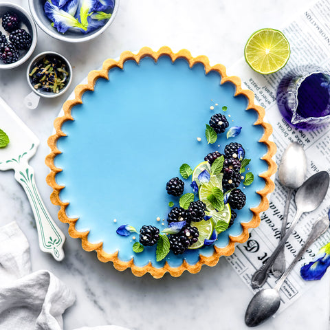 Butterfly Pea Flower Lime Tart