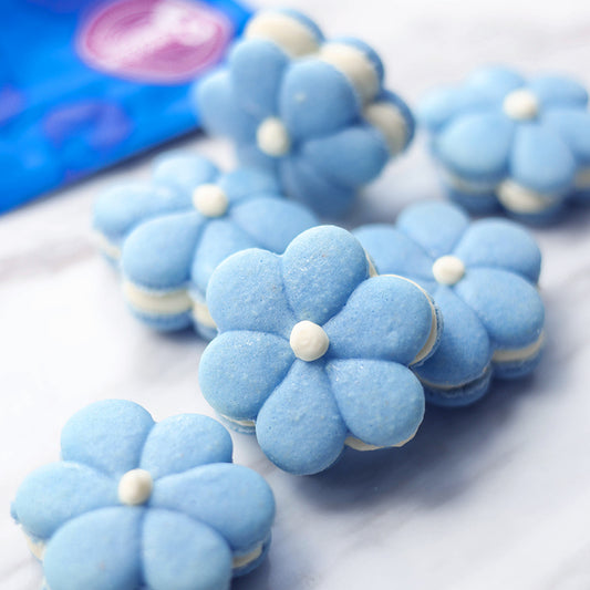 Suncore Foods Blue Butterfly Pea Macarons with White Chocolate Lemon Ganache