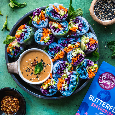 Blue Butterfly Pea Summer Rolls