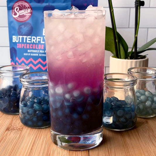 Suncore Foods Butterfly Pea Lemonade with Ombré Boba
