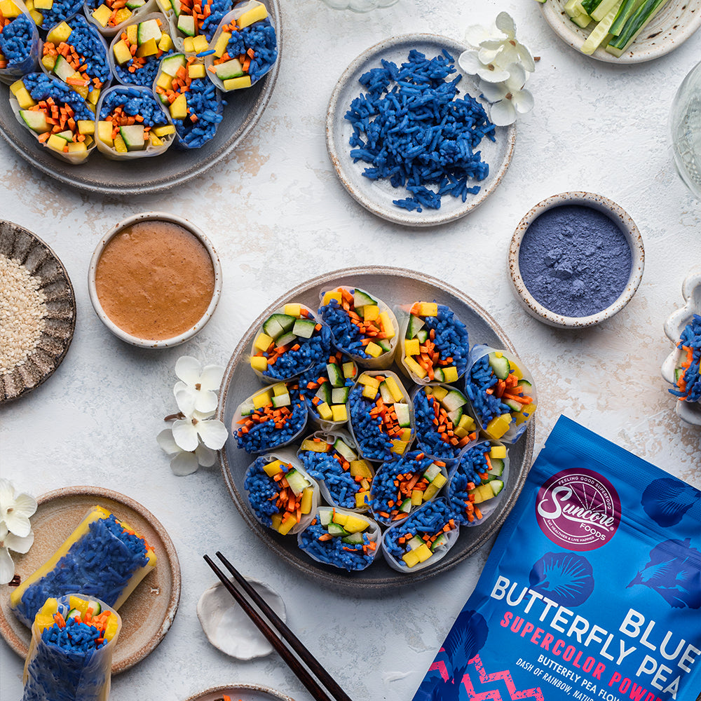 Suncore Foods Butterfly Pea Rice Summer Rolls
