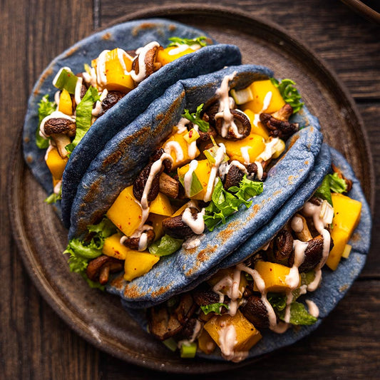 Suncore Foods® Blue Butterfly Pea Mushroom Tacos