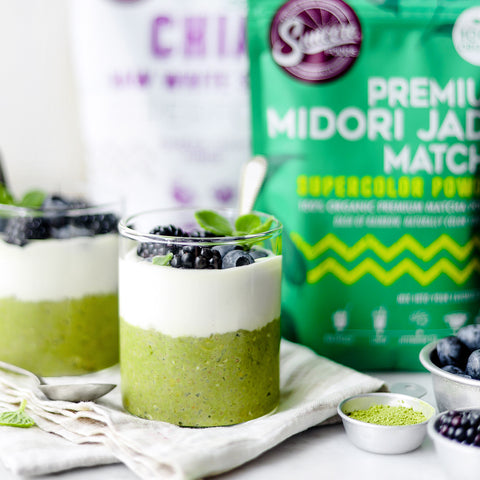 Coconut Matcha Chia Seeds Overnight Oats