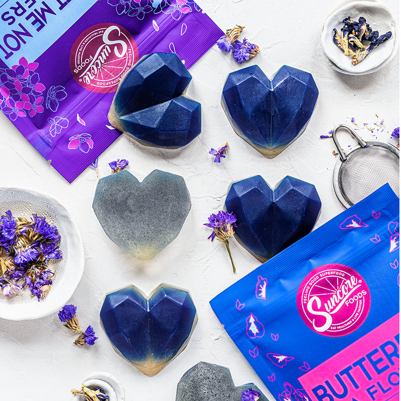 Suncore Foods Blue Hawaiian Heart-Shaped Forget Me Not Butterfly Pea Jello