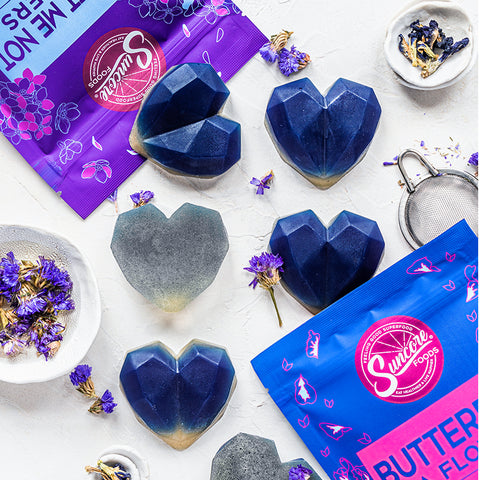 Blue Hawaiian Heart-Shaped Forget Me Not Butterfly Pea Jello