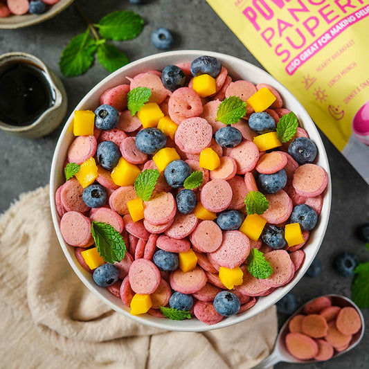Suncore Foods Fruity Power Pink Pitaya Pancake Cereals Bowl