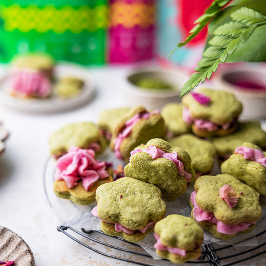 Suncore Foods Pink Pitaya Rose Buttercream Matcha Cookies