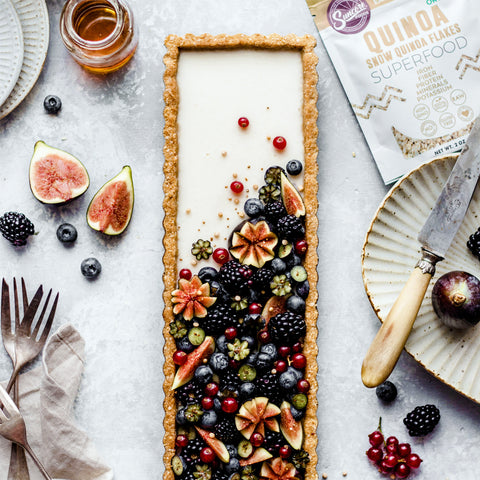 Vanilla Maple Custard Tart with a Quinoa Flake Almond Crust