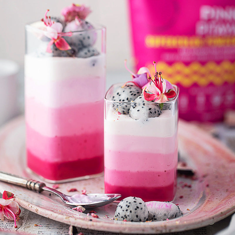 Suncore Foods Layered 5-Colored Pink PItaya & Ruby Red Radish Smoothie