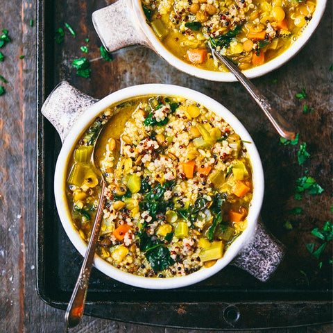 Lemon Lentil Quinoa Turmeric Soup