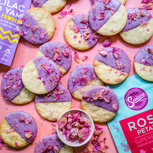 Suncore Foods Lemon Rose with Taro Yam Glazed Shortbread Cookies