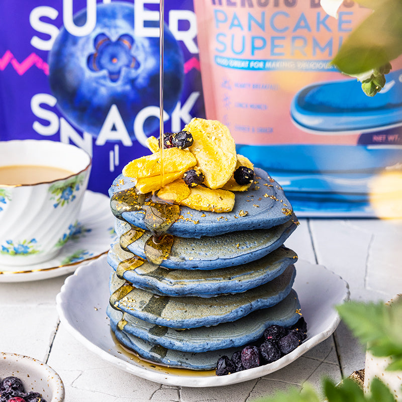 Suncore Foods Magical Heroic Blue Spirulina Blueberry Christmas Pancakes