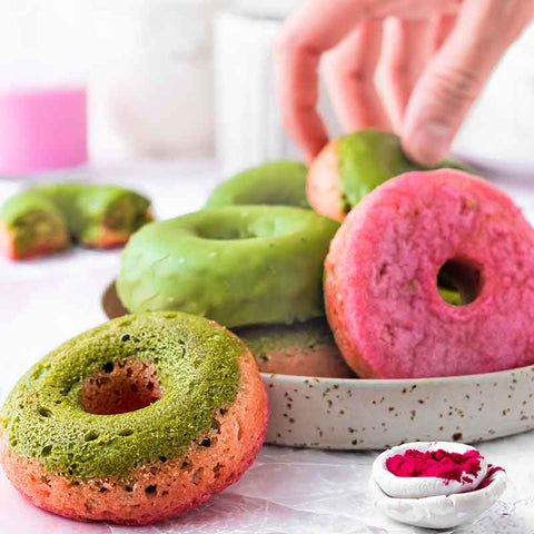 Matcha & Red Beet Baked Donuts