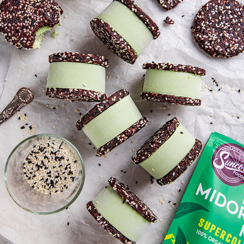 Matcha Chocolate Sesame Ice Cream Sandwiches