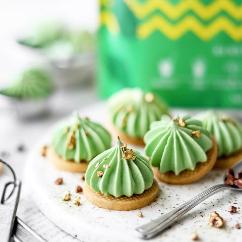 Matcha Peppermint Cacao Nibs Meringue Cookies