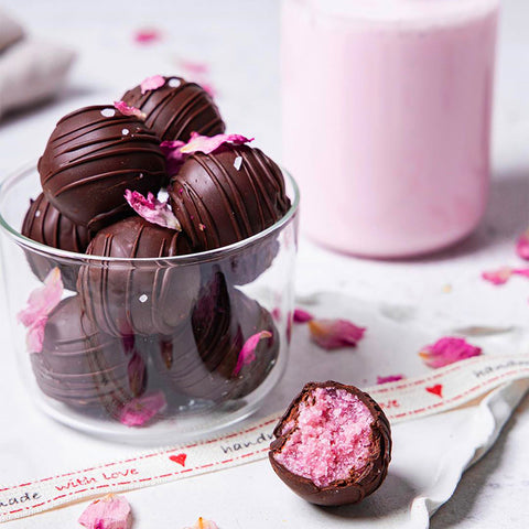Pink Pitaya Chocolate Coconut Bliss Balls