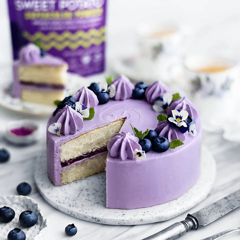 Purple Sweet Potato Buttercream Blueberry Cake
