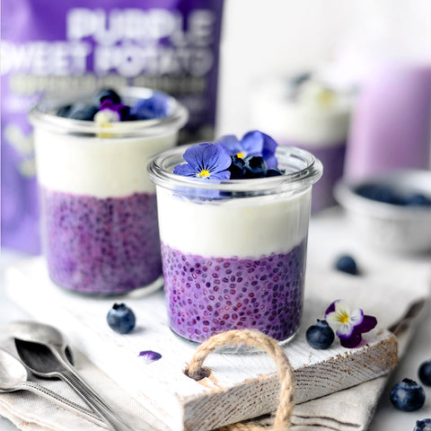 Purple Sweet Potato Oat Milk Chia Pudding