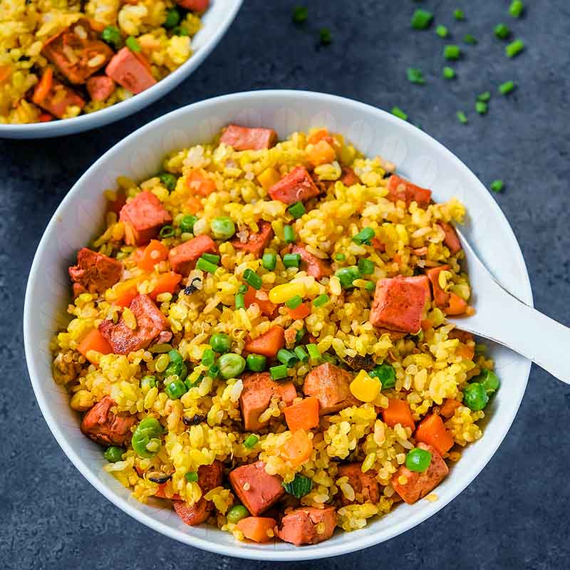 Suncore Foods Quinoa Fried Rice with Velvet Red Beet Tofu Spam