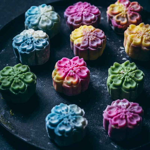 Rainbow Snowskin Mooncakes