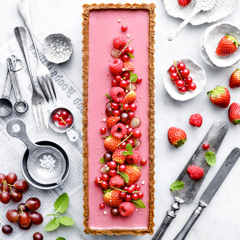 Raspberry Red Beet Yogurt Tart with Cookie Crumb