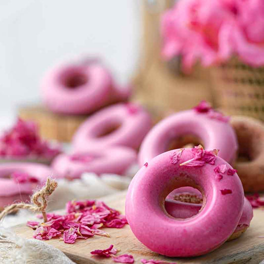 Suncore Foods Red Beet Glazed Rose Infused Donuts