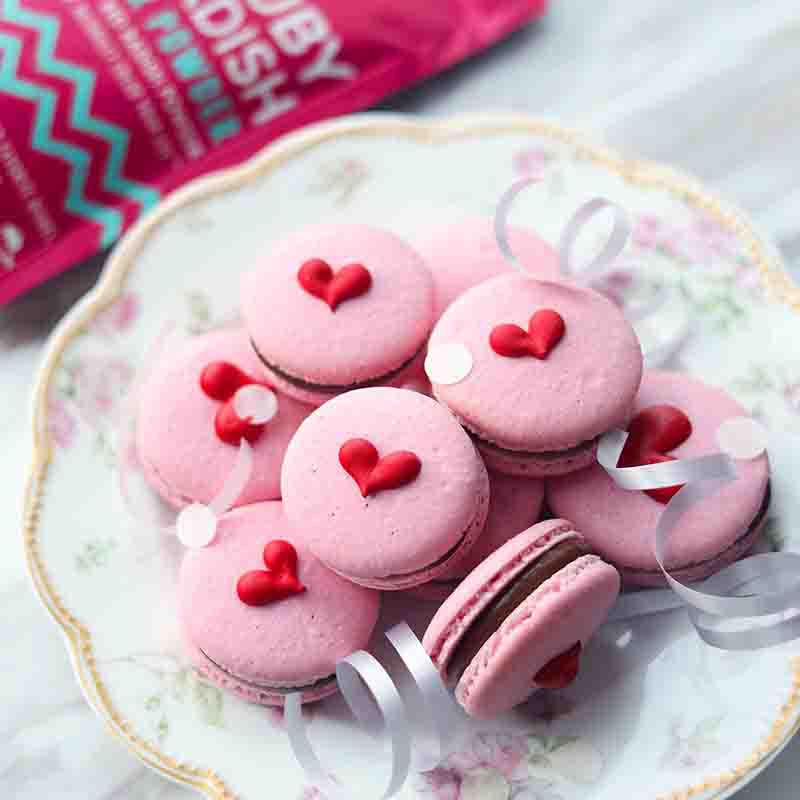 Suncore Foods Ruby Red Radish Strawberry Pink Chia Jam Macarons