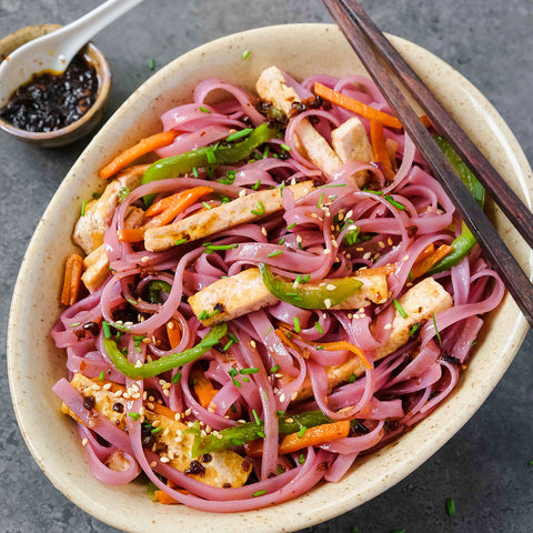 Stir-Fried Purple Sweet Potato Noodles