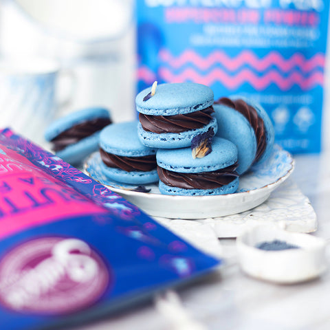 Blue Butterfly Pea Flower Macarons