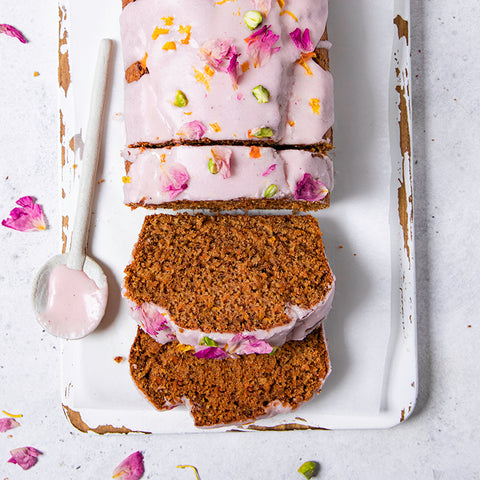 Rose Pink Pitaya Glazed Annatto Carrot Cake