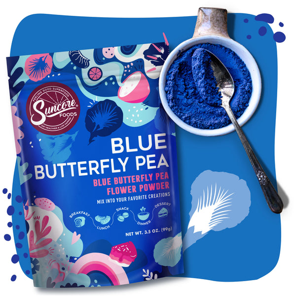 Blue Butterfly Pea Powder - Premium Powders & Flakes from Suncore Foods - starting at $20.99 and available in larger sizes! Shop now at www.suncorefoods.com