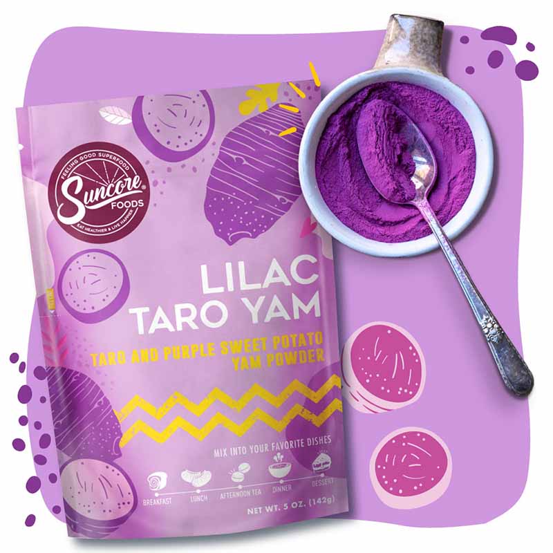 Lilac Taro Yam Purple Sweet Potato Powder - Premium Natural Food Powder from Suncore Foods - Starting $20.99 and available in larger sizes including wholesale bulk orders! Shop now at www.suncorefoods.com